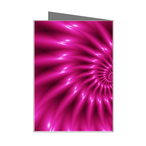 Glossy Hot Pink Fractal Spiral Mini Greeting Card from ArtsNow.com Right