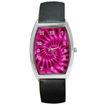 Glossy Hot Pink Fractal Spiral Barrel Style Metal Watch