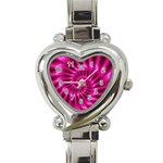 Glossy Hot Pink Fractal Spiral Heart Italian Charm Watch