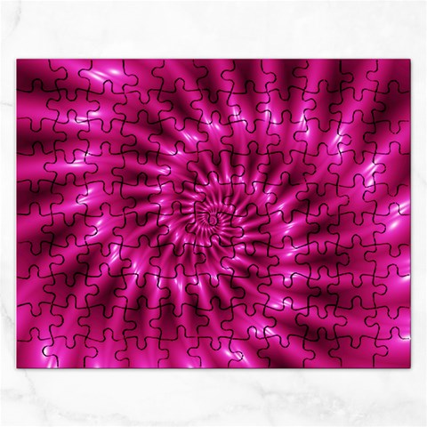 Glossy Hot Pink Fractal Spiral Jigsaw Puzzle (Rectangular) from ArtsNow.com Front