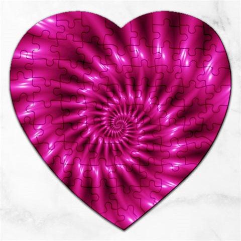 Glossy Hot Pink Fractal Spiral Jigsaw Puzzle (Heart) from ArtsNow.com Front