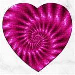 Glossy Hot Pink Fractal Spiral Jigsaw Puzzle (Heart)