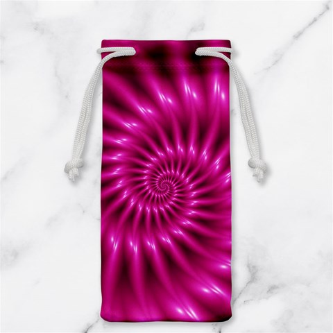 Glossy Hot Pink Fractal Spiral Jewelry Bag from ArtsNow.com Front