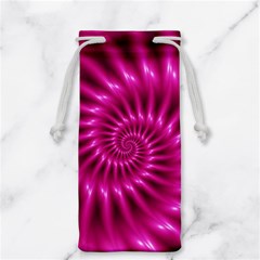 Glossy Hot Pink Fractal Spiral Jewelry Bag from ArtsNow.com Front