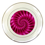 Glossy Hot Pink Fractal Spiral Porcelain Plate