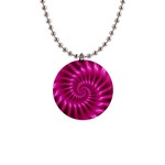 Glossy Hot Pink Fractal Spiral 1  Button Necklace