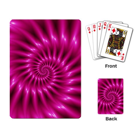 Glossy Hot Pink Fractal Spiral Playing Cards Single Design from ArtsNow.com Back