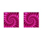 Glossy Hot Pink Fractal Spiral Cufflinks (Square)