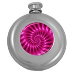 Glossy Hot Pink Fractal Spiral Hip Flask (5 oz)