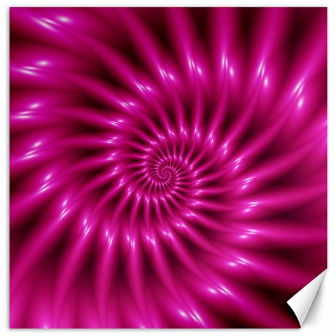 Glossy Hot Pink Fractal Spiral Canvas 12  x 12  from ArtsNow.com 11.4 x11.56  Canvas - 1