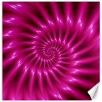 Glossy Hot Pink Fractal Spiral Canvas 12  x 12 