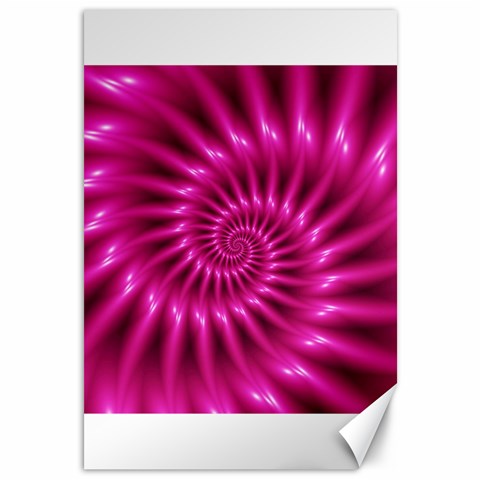 Glossy Hot Pink Fractal Spiral Canvas 12  x 18  from ArtsNow.com 11.88 x17.36  Canvas - 1