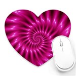 Glossy Hot Pink Fractal Spiral Heart Mousepad