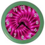 Glossy Hot Pink Fractal Spiral Color Wall Clock