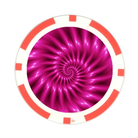 Glossy Hot Pink Fractal Spiral Poker Chip Card Guard from ArtsNow.com Front