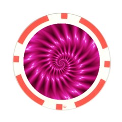 Glossy Hot Pink Fractal Spiral Poker Chip Card Guard from ArtsNow.com Front