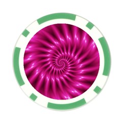 Glossy Hot Pink Fractal Spiral Poker Chip Card Guard from ArtsNow.com Front