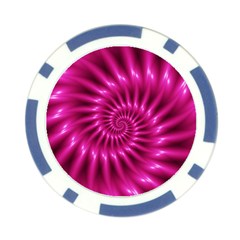 Glossy Hot Pink Fractal Spiral Poker Chip Card Guard from ArtsNow.com Front