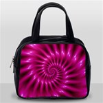 Glossy Hot Pink Fractal Spiral Classic Handbag (One Side)