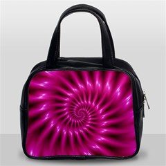 Glossy Hot Pink Fractal Spiral Classic Handbag (Two Sides) from ArtsNow.com Front