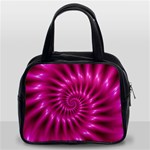 Glossy Hot Pink Fractal Spiral Classic Handbag (Two Sides)