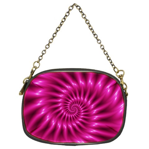 Glossy Hot Pink Fractal Spiral Chain Purse (One Side) from ArtsNow.com Front