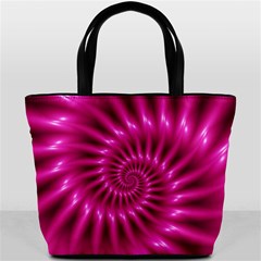 Glossy Hot Pink Fractal Spiral Bucket Bag from ArtsNow.com Front