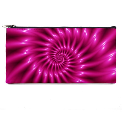 Glossy Hot Pink Fractal Spiral Pencil Case from ArtsNow.com Front