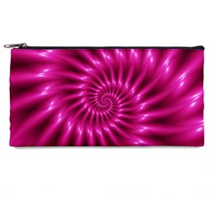 Glossy Hot Pink Fractal Spiral Pencil Case from ArtsNow.com Front