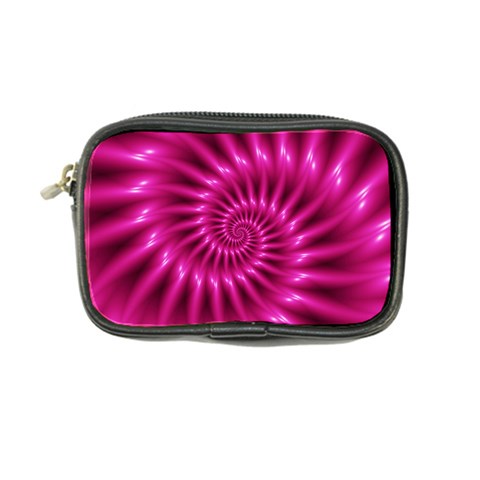 Glossy Hot Pink Fractal Spiral Coin Purse from ArtsNow.com Front