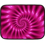 Glossy Hot Pink Fractal Spiral Double Sided Fleece Blanket (Mini)