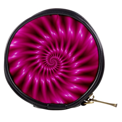 Glossy Hot Pink Fractal Spiral Mini Makeup Bag from ArtsNow.com Front