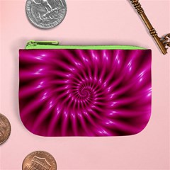 Glossy Hot Pink Fractal Spiral Mini Coin Purse from ArtsNow.com Front