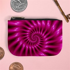 Glossy Hot Pink Fractal Spiral Mini Coin Purse from ArtsNow.com Front