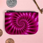 Glossy Hot Pink Fractal Spiral Mini Coin Purse