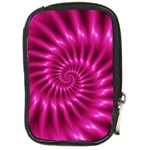 Glossy Hot Pink Fractal Spiral Compact Camera Leather Case