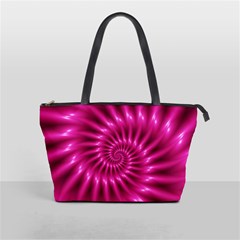 Glossy Hot Pink Fractal Spiral Classic Shoulder Handbag from ArtsNow.com Front