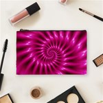 Glossy Hot Pink Fractal Spiral Cosmetic Bag (Medium)