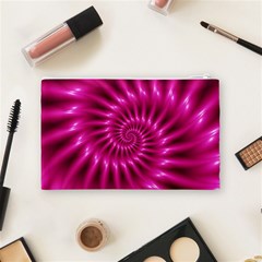 Glossy Hot Pink Fractal Spiral Cosmetic Bag (Medium) from ArtsNow.com Back