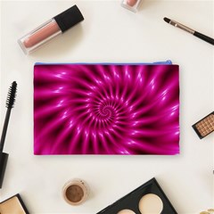 Glossy Hot Pink Fractal Spiral Cosmetic Bag (Medium) from ArtsNow.com Back