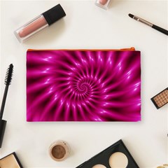 Glossy Hot Pink Fractal Spiral Cosmetic Bag (Medium) from ArtsNow.com Back