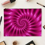 Glossy Hot Pink Fractal Spiral Cosmetic Bag (XL)