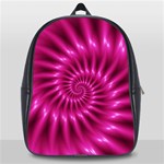 Glossy Hot Pink Fractal Spiral School Bag (Large)