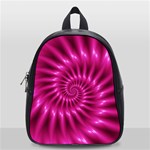 Glossy Hot Pink Fractal Spiral School Bag (Small)