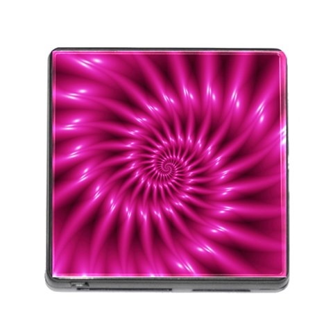 Glossy Hot Pink Fractal Spiral Memory Card Reader (Square) from ArtsNow.com Front