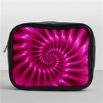 Glossy Hot Pink Fractal Spiral Mini Toiletries Bag (One Side)