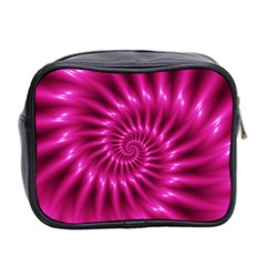 Glossy Hot Pink Fractal Spiral Mini Toiletries Bag (Two Sides) from ArtsNow.com Back