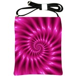 Glossy Hot Pink Fractal Spiral Shoulder Sling Bag