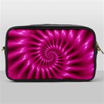 Glossy Hot Pink Fractal Spiral Toiletries Bag (One Side)