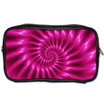 Glossy Hot Pink Fractal Spiral Toiletries Bag (Two Sides)